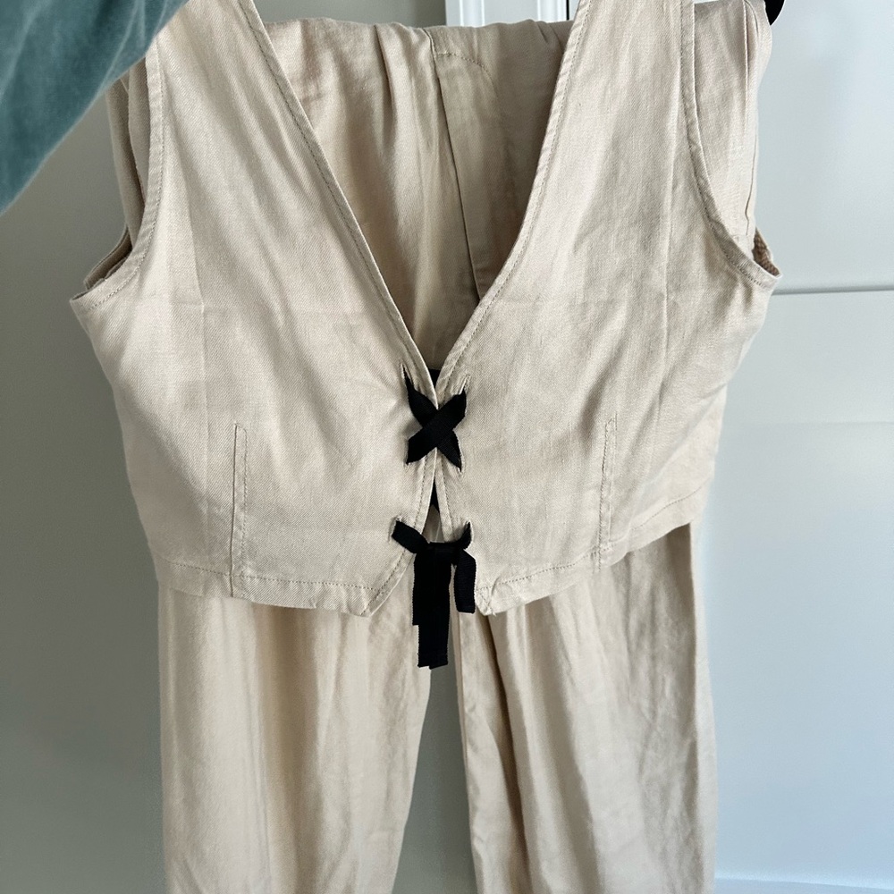 Chic Beige Button-Detail Two-Piece Set - Picture 4 of 4